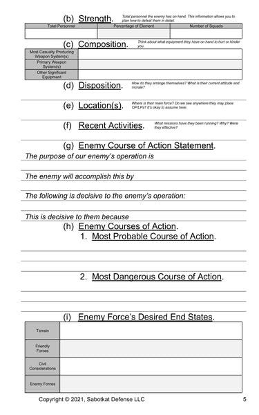 Laminated OPORD Shell/Template